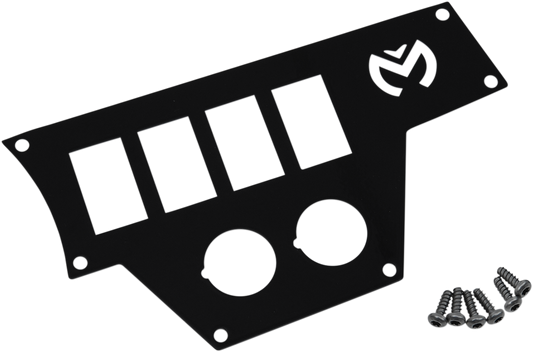 Large black Moose Offroad dash plate for Polaris RZR, right side, durable plastic protection for off-road vehicles.