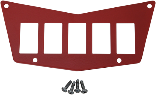 Moose Offroad Polaris RZR dash plate with 5-switch panel in red, durable offroad vehicle accessory, part number 100-4383-PU