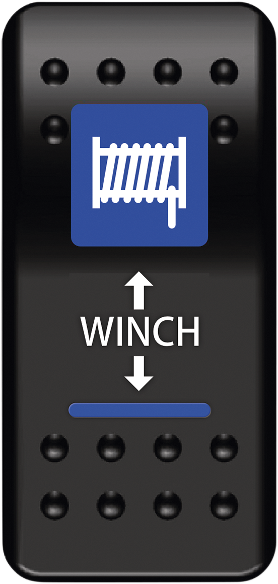 MOOSE OFFROAD rocker switch for winch control, designed for night riding and off-road vehicles, black plastic with rocker toggle.