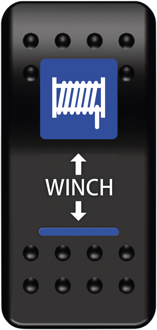 MOOSE OFFROAD rocker switch for winch control, designed for night riding and off-road vehicles, black plastic with rocker toggle.
