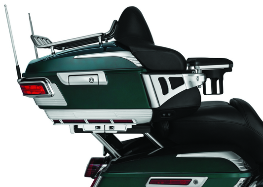 Kuryakyn billet chrome round and grooved antenna for Harley Davidson Touring models, stylish motorcycle accessory.