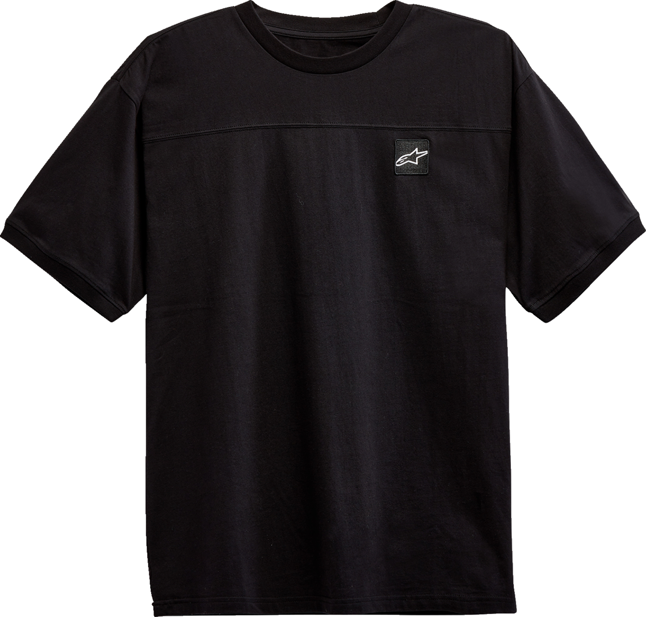 Black Alpinstars Chunk Knit T-Shirt in medium size, featuring a soft knit fabric and classic crew neck style.