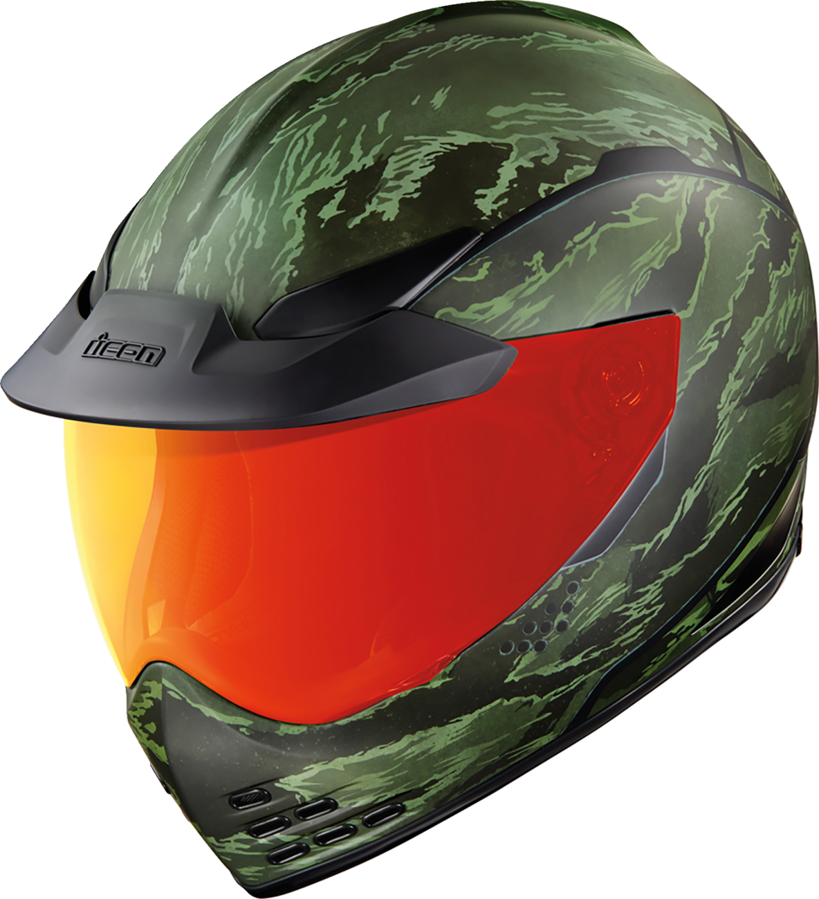 Bill's Exhausts ICON Domain™ Tiger's Blood green helmet in medium size, featuring a sleek, bold design with a secure fit.