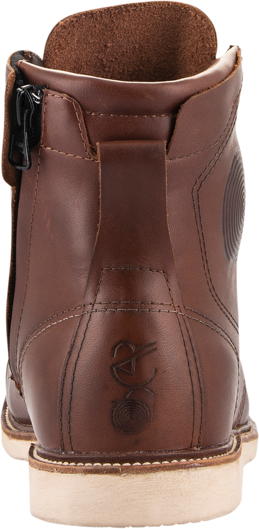 Alpinestars Oscar Monty v2 motorcycle boots in brown, US 12.5, with durable leather and protective features.