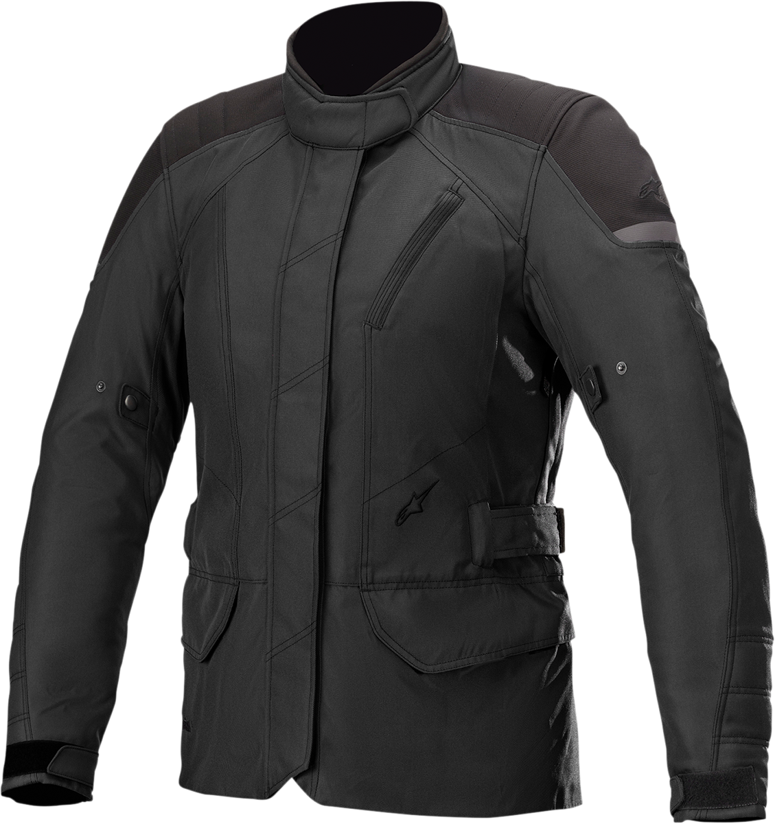 Alpinestars Stella Gravity motorcycle jacket in black, medium size, featuring protective armor and sporty design.