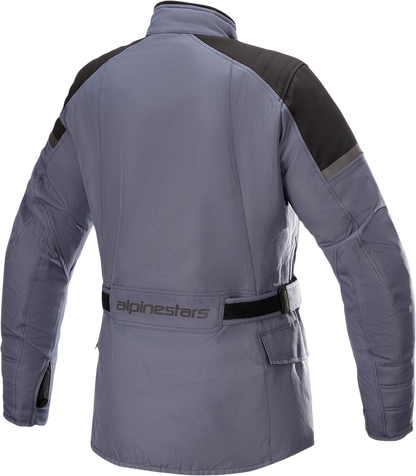 Alpinestars Stella Gravity Jacket in gray with level 1 armor protection and waterproof features, size small, shown with front view.
