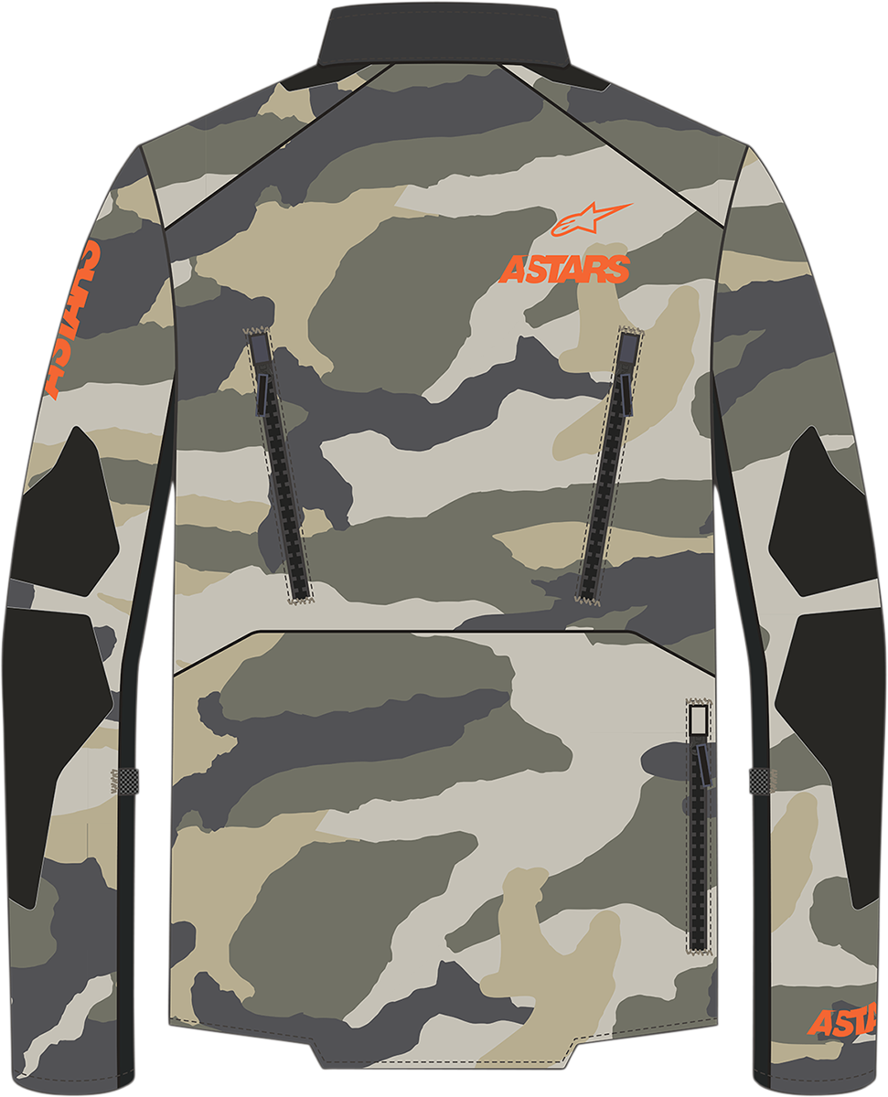 Alpinestars Venture XT jacket in Mojave Camo and Orange Fluo, size Medium, with camouflage pattern and bright orange accents.
