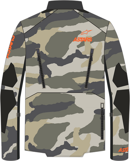 Alpinestars Venture XT jacket in Mojave Camo and Orange Fluo, size Medium, with camouflage pattern and bright orange accents.