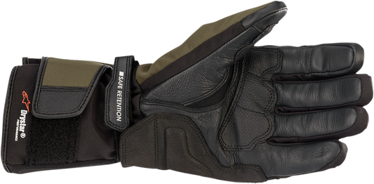 Alpinestars Denali Aerogel Drystar gloves in black forest and fluo yellow, large size, showing the protective design and materials.