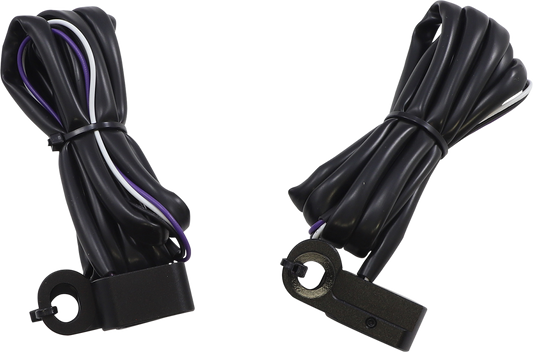 DRAG SPECIALTIES white and amber marker lights with black housing, motorcycle or vehicle lighting component.