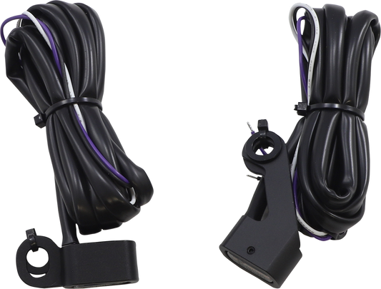DRAG SPECIALTIES marker lights in white and amber with black housing, designed for motorcycle or vehicle lighting.