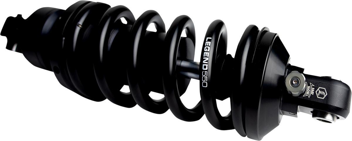 Legend Suspension Revo-A mono shock for M-Eight Softail models, 13-inch heavy-duty suspension part with durable construction.