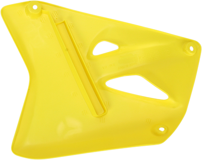 Yellow ACERBIS radiator shrouds for motorcycle body, featuring a sleek design with brand-specific details.