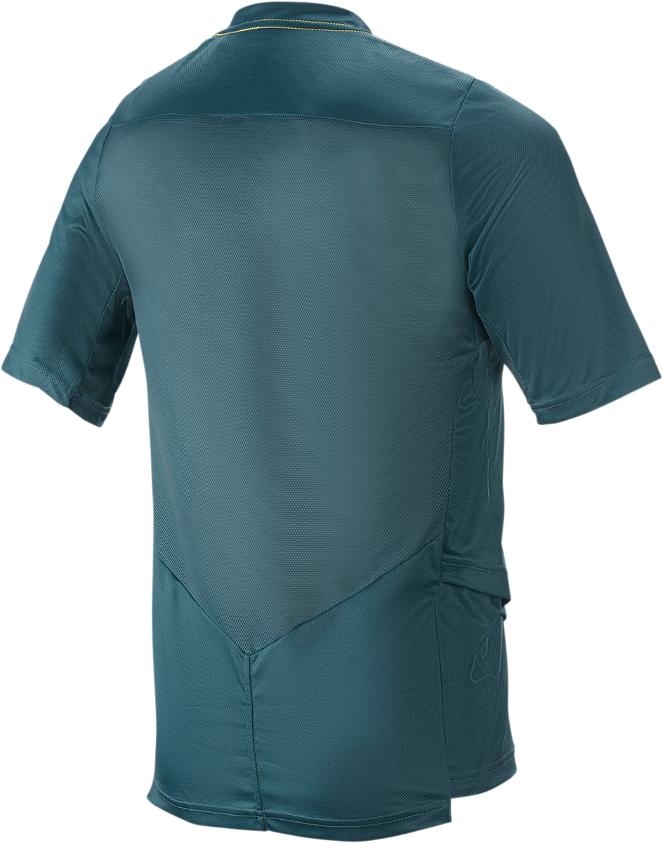 Alpinestars Drop 6.0 short-sleeve green motorcycle jersey in large size, featuring breathable fabric and sporty design.