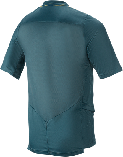 Alpinestars Drop 6.0 short-sleeve green motorcycle jersey in large size, featuring breathable fabric and sporty design.