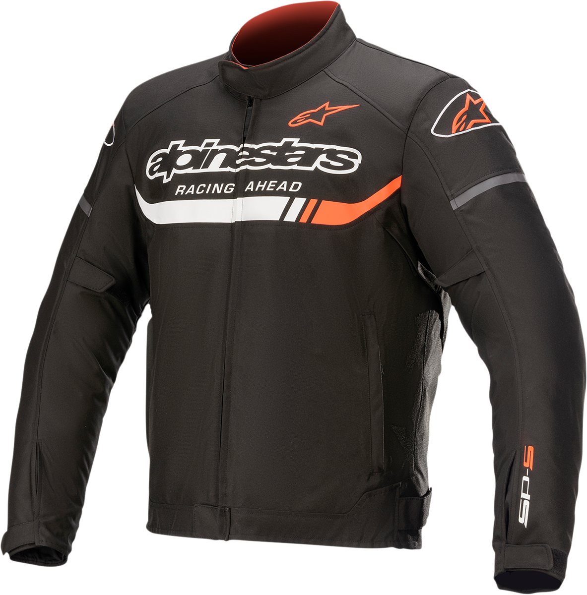 Alpinestars T-SPS Ignition motorcycle jacket in black, white, and red, shown in small size with front view and jacket details.