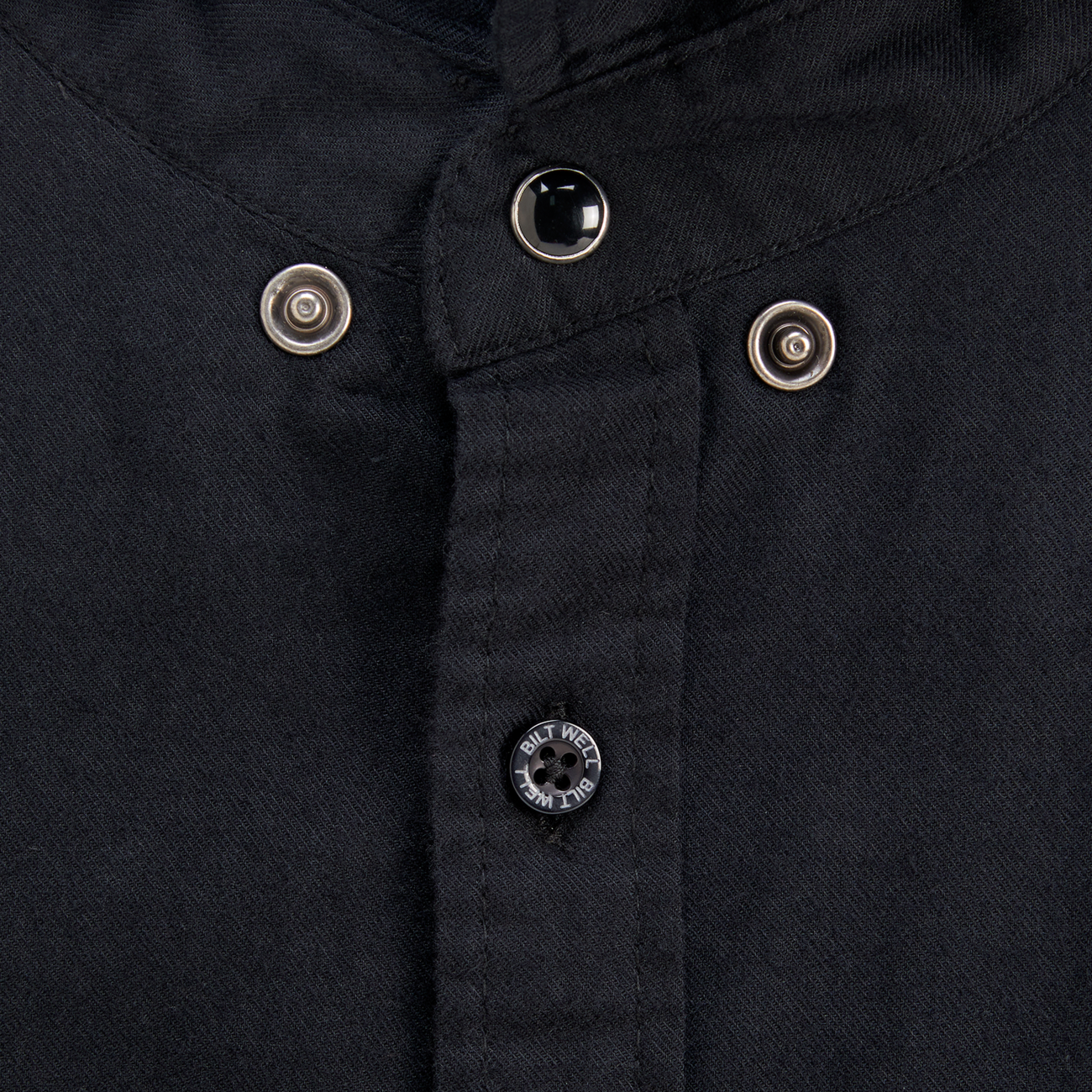 Bill's Exhausts Blackout lightweight flannel shirt in medium, featuring a black and subtle checkered pattern.