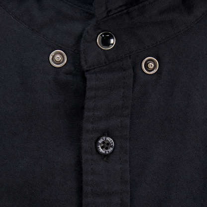 Bill's Exhausts Blackout lightweight flannel shirt in medium, featuring a black and subtle checkered pattern.