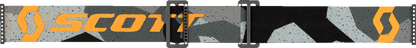 Bill's Exhausts SCOTT Fury Goggle in camo gray and yellow with silver accents, designed for motorcycle or racing use.