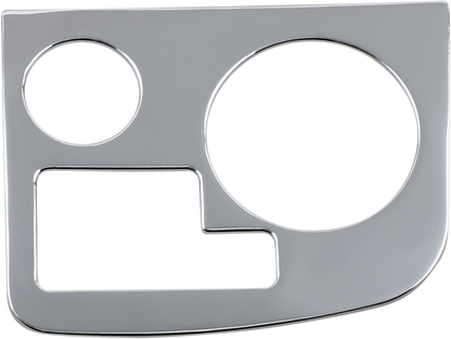 Chrome right control panel accent for engine from Bill's Exhausts, featuring a sleek chrome finish and detailed control panel design.