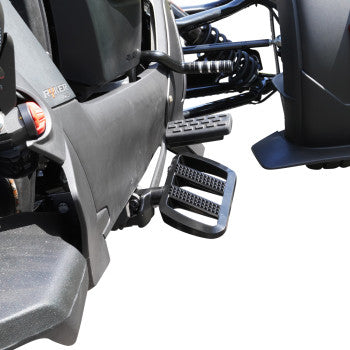 SHOW CHROME Combat Boards Driver Stealth Black for Ryker 2019-2024, durable black motorcycle footboards with textured surface