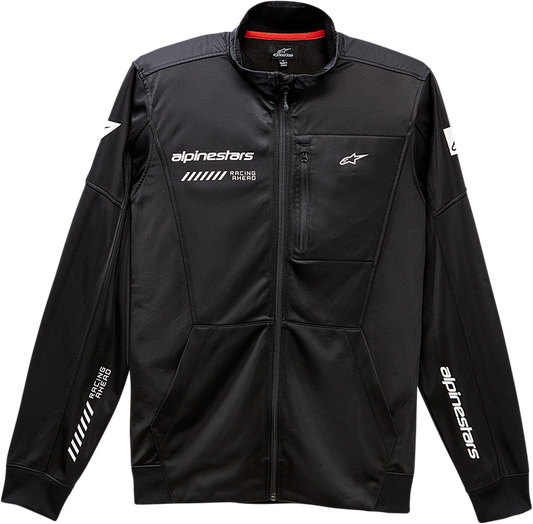 Alpinestars Stint Faster Track fleece jacket in black, large size, featuring a casual design for activewear or casual outings.