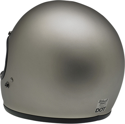 BILTWELL Gringo helmet in flat titanium finish, XS size, showcasing the sleek motorcycle helmet design with matte surface.