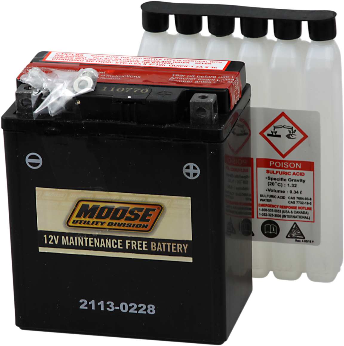 Moose Offroad AGM Battery YTX7L-BS (Part Number: MTX7L-BS) - Heavy-Duty Maintenance-Free 12-Volt Power Source