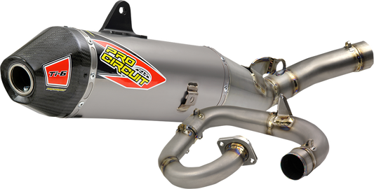 Pro Circuit Ti-6 exhaust system for motorcycles, featuring stainless steel construction and sleek design.