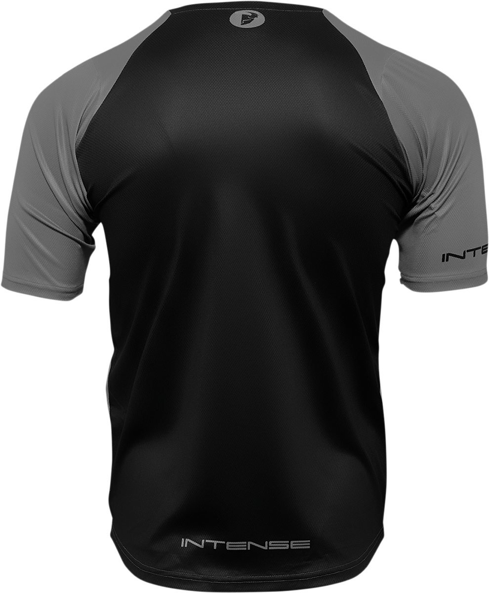 Gray and black THOR Intense Assist Dart short-sleeve cycling jersey with lightweight fabric and performance fit.