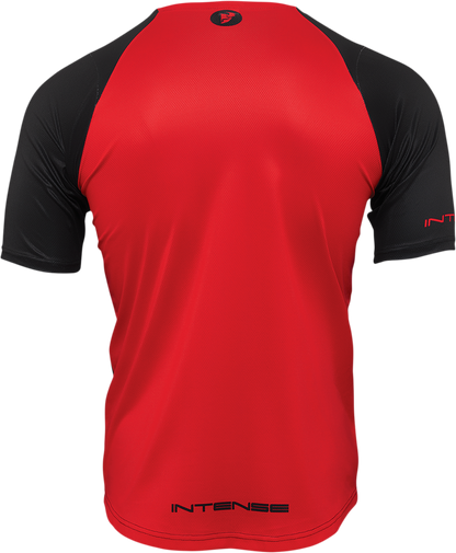 Black and red THOR Intense Assist Dart MTB jersey in 2XL with short sleeves, featuring breathable fabric and athletic fit.
