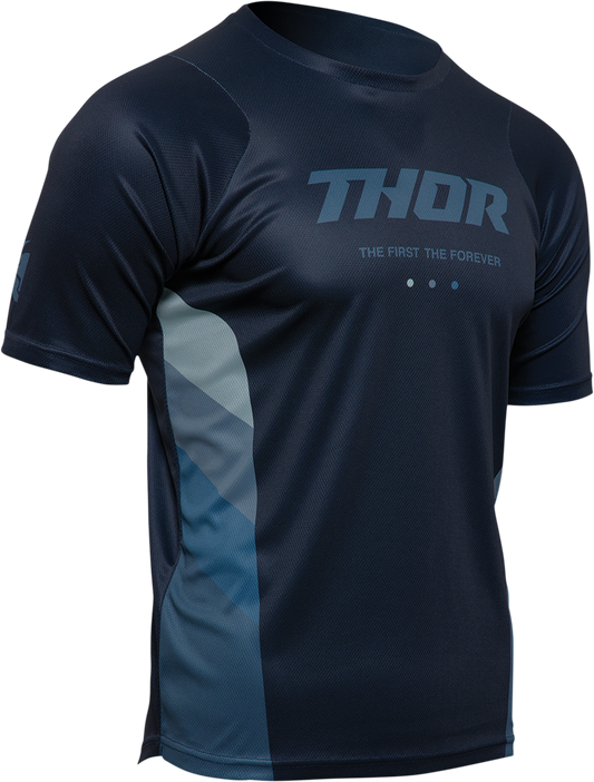 THOR, THOR Assist React Short-Sleeve Jersey – Midnight/Teal, Large – MTB & e-MTB Performance