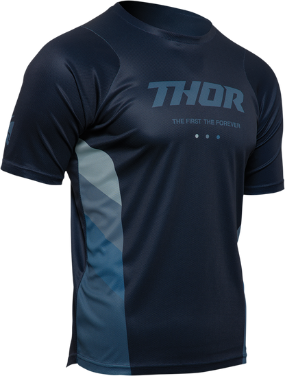 THOR, THOR Assist React Short-Sleeve MTB Jersey - Midnight/Teal - XS (Part No. 5120-0180)
