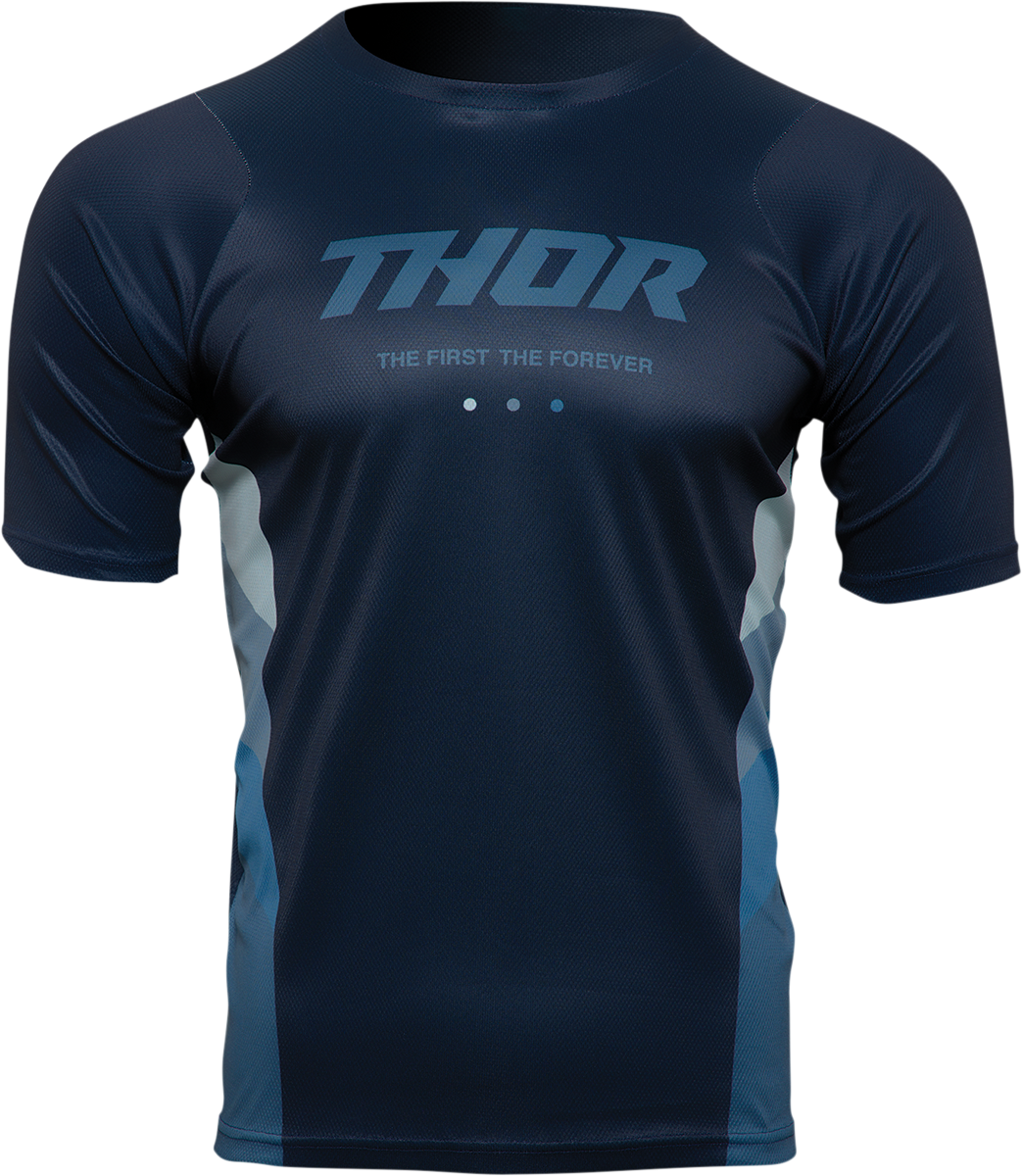 THOR, THOR Assist React Short-Sleeve MTB Jersey - Midnight/Teal - XS (Part No. 5120-0180)