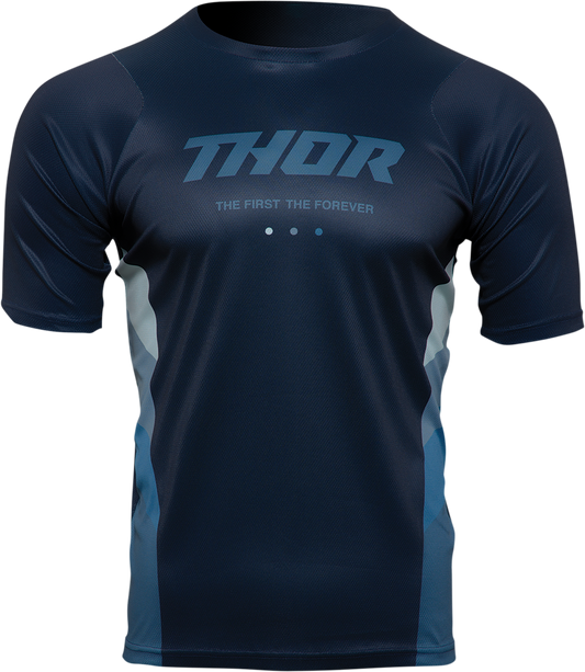 THOR, THOR Assist React Short-Sleeve Jersey – Midnight/Teal, Large – MTB & e-MTB Performance