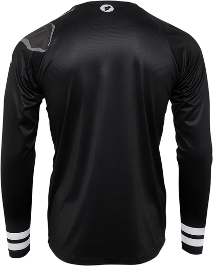 Black THOR Assist Banger long-sleeve jersey in XL with THOR branding and sleek design, shown in the product image.