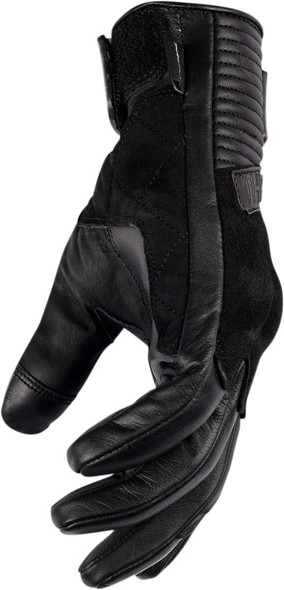 Black THRASHIN SUPPLY CO. boxer gloves with durable cowhide leather and impact protection, small size, TBG-01-08 model.
