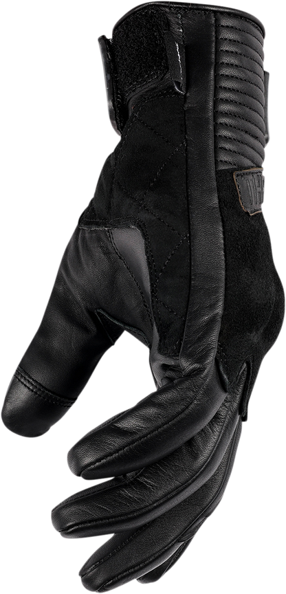 Black THRASHIN SUPPLY CO. boxer gloves with durable cowhide leather and impact protection, small size, TBG-01-08 model.