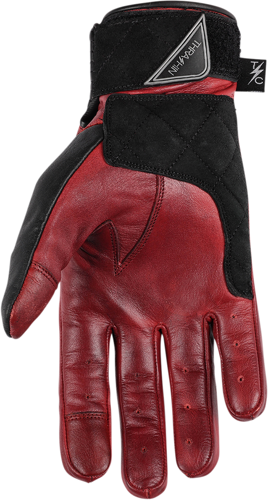 Red THRASHIN SUPPLY CO. boxer gloves TBG-02-10 in large size with padded design for boxing or training activities.