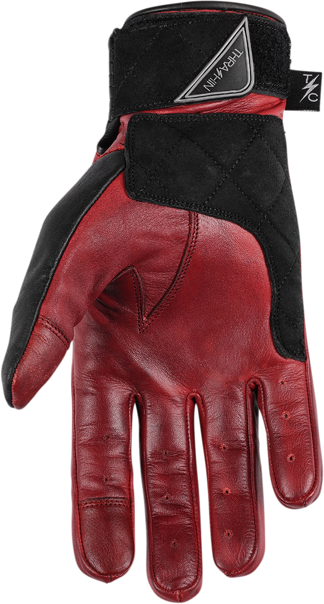 Red THRASHIN SUPPLY CO. boxer gloves in extra large size, displayed on a plain background.