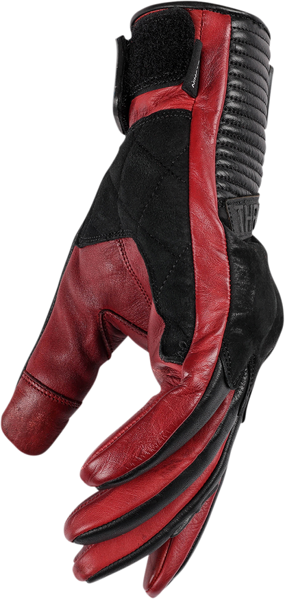 Red THRASHIN SUPPLY CO. Boxer Gloves in extra large size, showing padded fingers and wrist strap for boxing training.