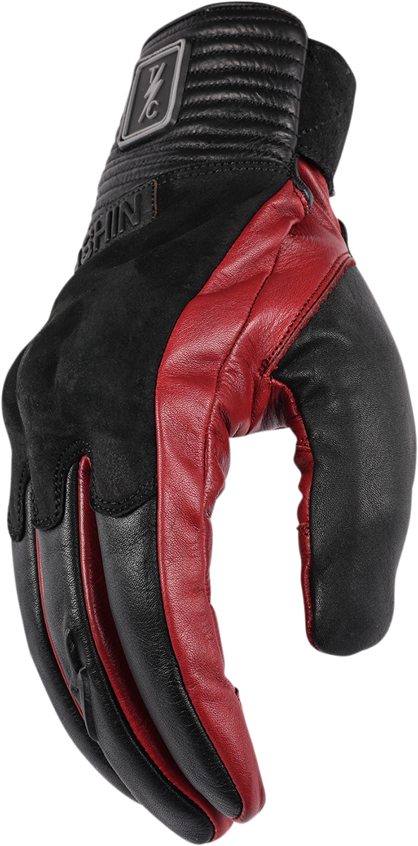Red THRASHIN SUPPLY CO. boxer gloves in extra large size, showing padded design and secure wrist strap for boxing training.