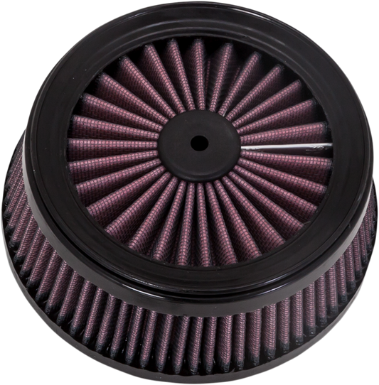 VANCE & HINES replacement VO2 air filter part 23721, cylindrical motorcycle filter with black exterior and metal mesh details.