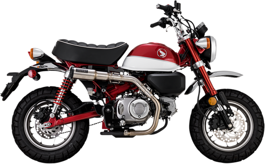 Stainless steel Vance & Hines muffler for Harley-Davidson Monkey motorcycle, showing the polished cylindrical design and mounting details.