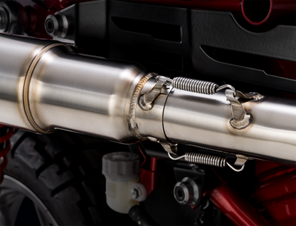 VANCE & HINES stainless steel muffler for Harley-Davidson Monkey motorcycle, shown with shiny, polished finish.