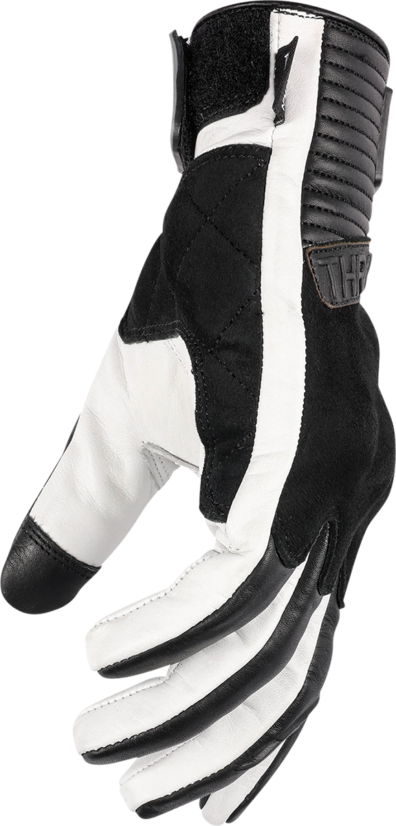 White XL boxer gloves from THRASHIN SUPPLY CO. with padded wrist straps and durable leather construction, shown on a plain background.