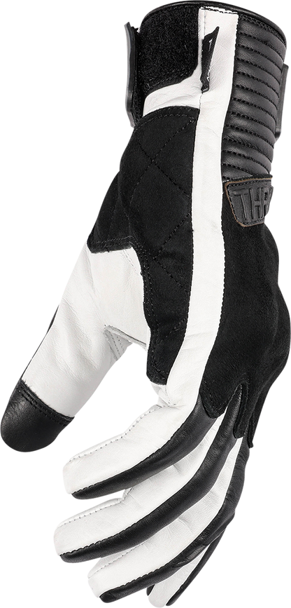 White XL boxer gloves from THRASHIN SUPPLY CO. with padded wrist straps and durable leather construction, shown on a plain background.