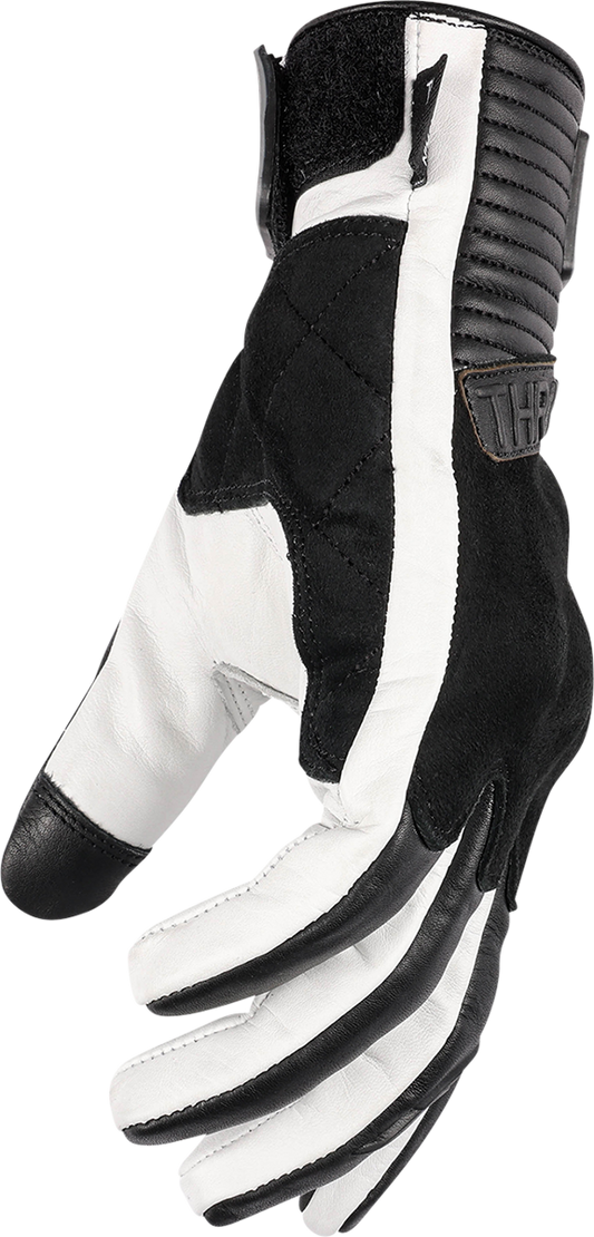 White XL boxer gloves from THRASHIN SUPPLY CO. with padded wrist straps and durable leather construction, shown on a plain background.