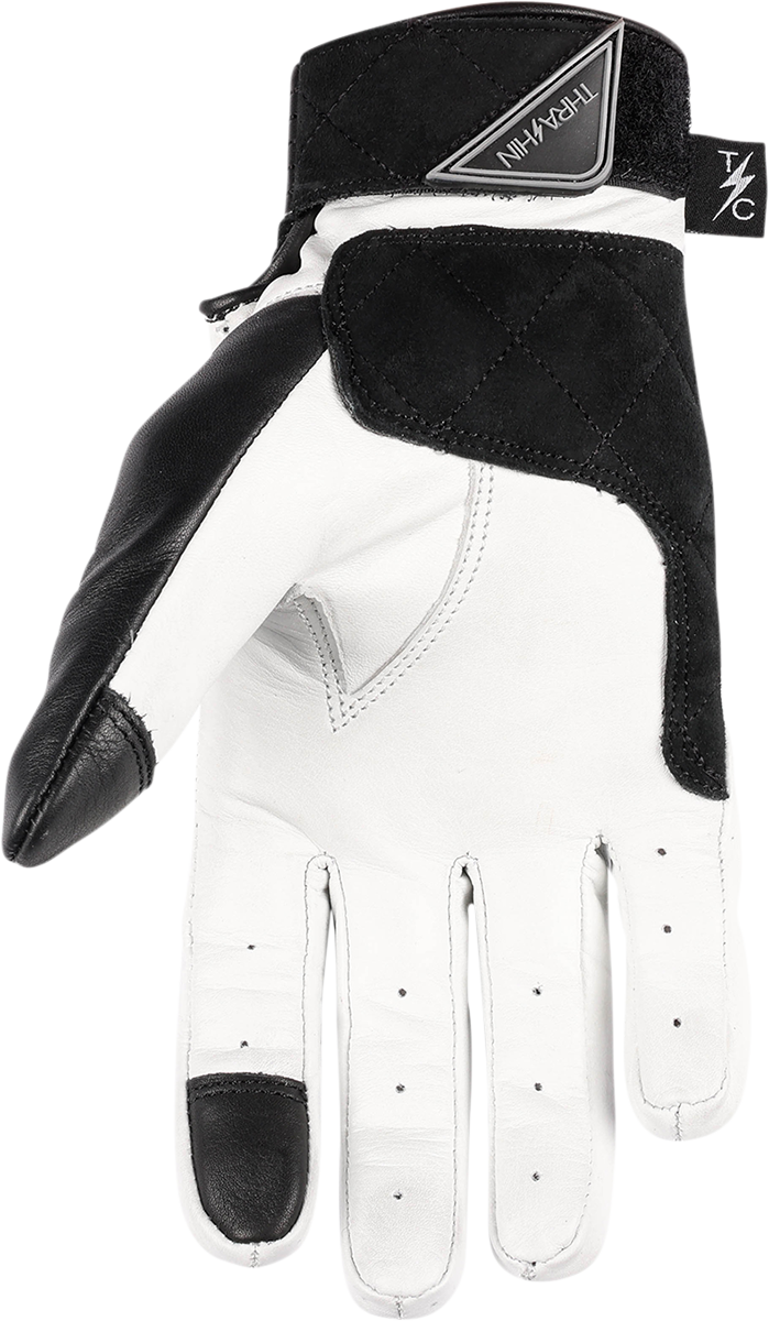 White THRASHIN SUPPLY CO. boxer gloves in XL size with padded design, ideal for boxing or training sessions.