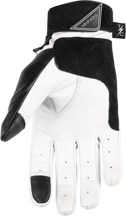 White THRASHIN SUPPLY CO. boxer gloves in XL size with padded design, ideal for boxing or training sessions.